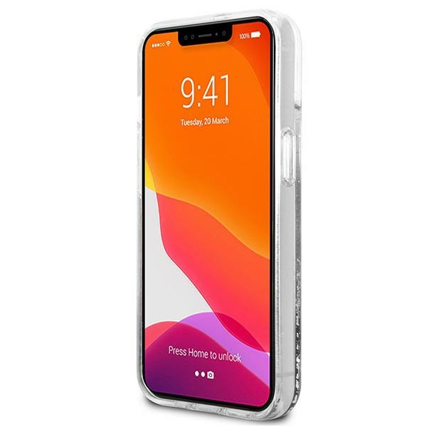 Etui KARL LAGERFELD Apple iPhone 13 Mini Liquid Glitter Karl&Choupette Head Srebrny Hardcase