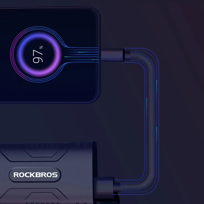 Lampka rowerowa Rockbros 24310002001 850 lm z funkcją powerbanku + kabel USB-C - USB-A - czarna
