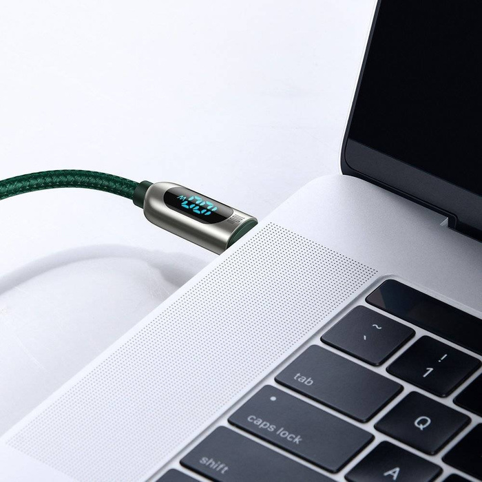 Baseus kabel USB Typ C - USB Typ C 100W (20V / 5A) Power Delivery z wyświetlaczem ekranem miernik mocy 2m zielony (CATSK-C06)
