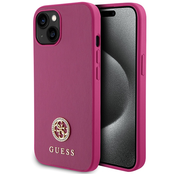 Etui Guess GUHCP15SPS4DGPP iPhone 15 6.1" różowy/pink hardcase Strass Metal Logo