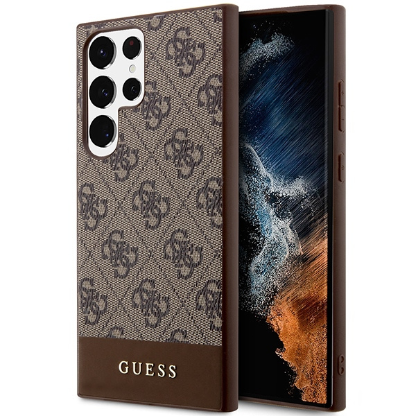 Etui Guess GUHCS23LG4GLBR S23 Ultra S918 brązowy/brown hardcase 4G Stripe Collection Case