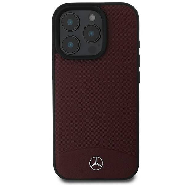 Etui Mercedes iPhone 16 Pro Max 6.9" czerwony/red hardcase Textured And Plain Leather MagSafe