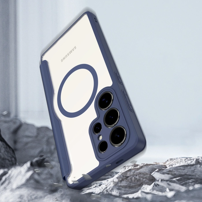 Etui Dux Ducis Skin X Pro na Samsung Galaxy S25 Ultra z MagSafe i portfelem - niebieskie