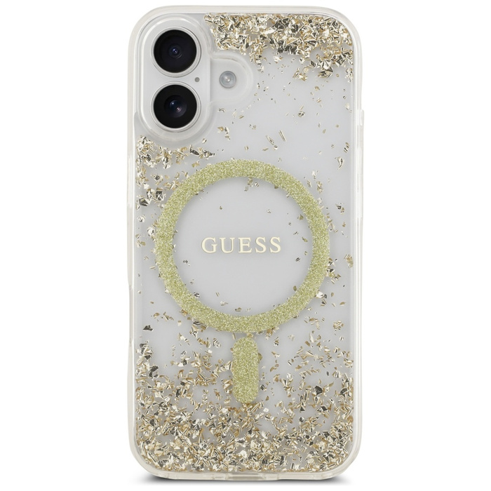 Etui Guess Resin Bottom Glitter MagSafe  do iPhone 17 złoty