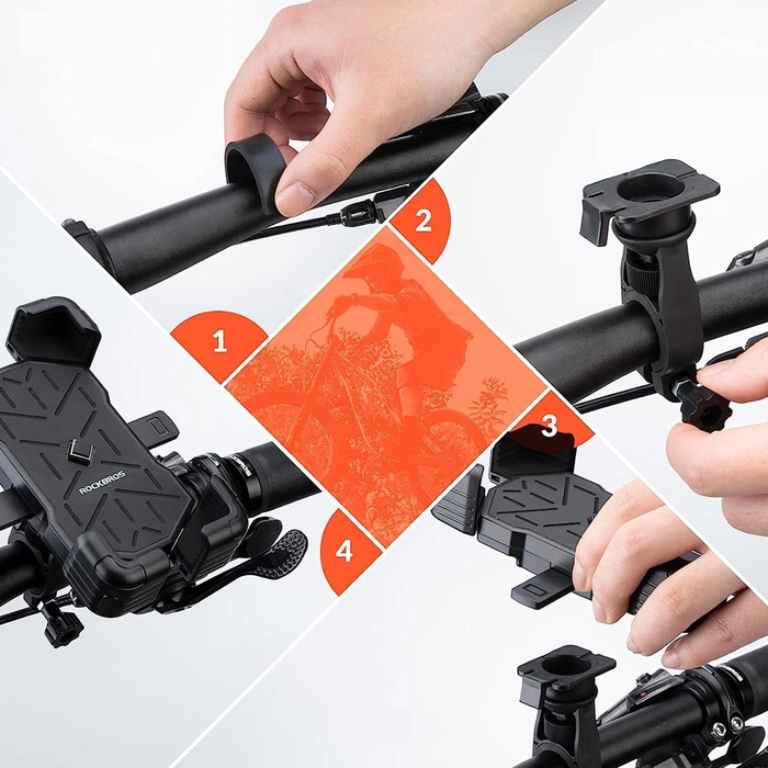 Uchwyt na telefon Rockbros 25210030001 do roweru na kierownicę - czarny