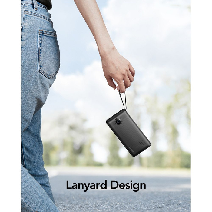 VEGER powerbank 10000 mAh z wbudowanymi kablami Micro USB / Typ C / Lightning C10 (W1116) czarny