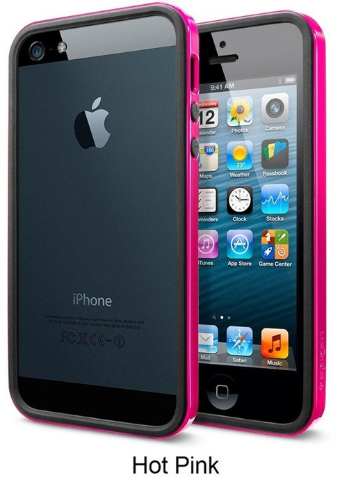 Etui SPIGEN iPhone 5 5SNeo Hybrid EX Slim Vivid Series Hot Pink Różowy Apple Futerał Case