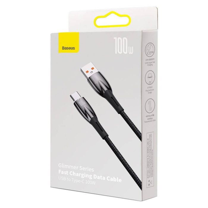 [PO ZWROCIE] Baseus Glimmer Series kabel do szybkiego ładowania USB-A - USB-C 100W 480Mb/s 2m czarny