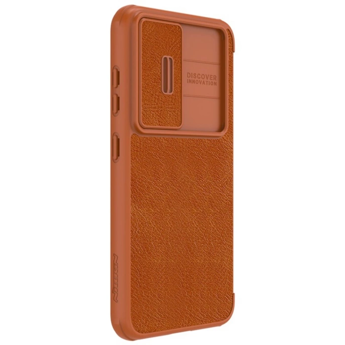Nillkin Qin Leather Pro Case etui Samsung Galaxy S23 pokrowiec z klapką osłona na aparat brązowe