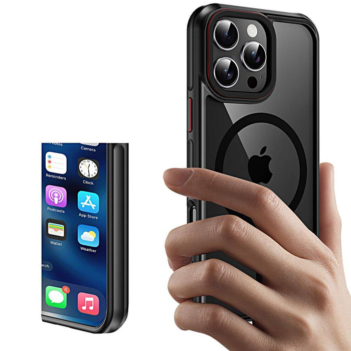 Etui Tech-protect Maghybrid Magsafe iPhone 16 Pro Max Black/red