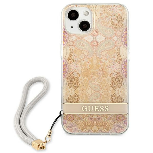 Etui GUESS Apple iPhone 13 Mini Flower Strap Złoty Hardcase