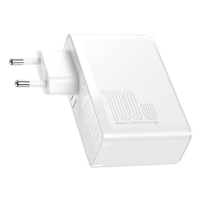 Baseus GaN2 Pro szybka ładowarka sieciowa 100W USB / USB Typ C Quick Charge 4+ Power Delivery biały (CCGAN2P-L02)
