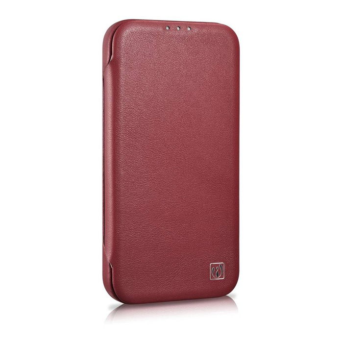 iCarer CE Premium Leather Folio Case skórzane etui iPhone 14 Pro Max z klapką magnetyczne MagSafe czerwony (WMI14220716-RD)