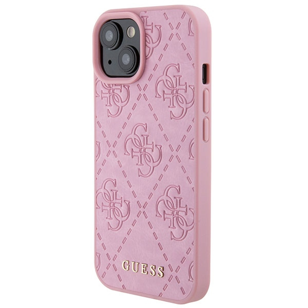 Etui Guess GUHCP15SP4EPMP iPhone 15 6.1" różowy/pink hardcase Leather 4G Stamped Case