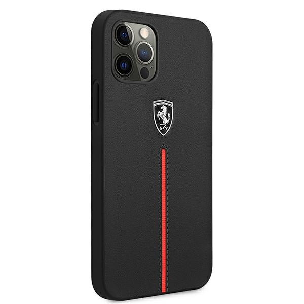 Etui FERRARI Apple iPhone 12 Pro Max Off Track Leather Nylon Stripe Czarny Hardcase