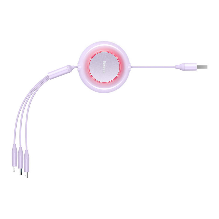 Baseus Bright Mirror 2 kabel przewód 3w1 USB Typ A - micro USB + Lightning + USB Typ C 3.5A 1.1m fioletowy (CAMJ010005)