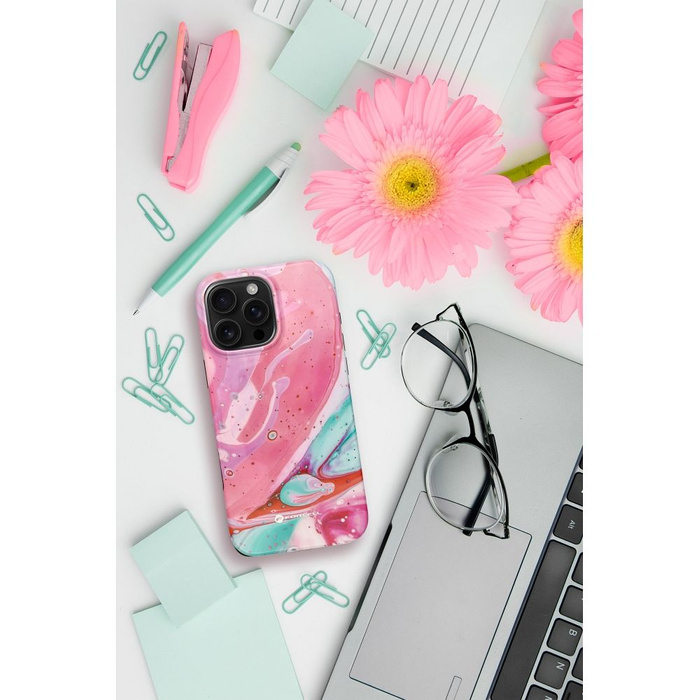 Etui na iPhone 16 PLUS Forcell F-Protect Mirage zgodny z MagSafe Military Drop-Test pink marble