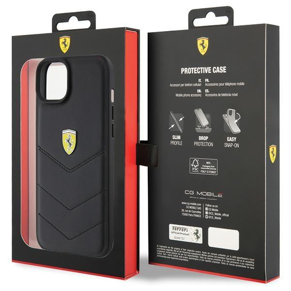 Etui Ferrari FEHCP15MRDUK iPhone 15 Plus 6.7" czarny/black hardcase Quilted Metal Logo Case