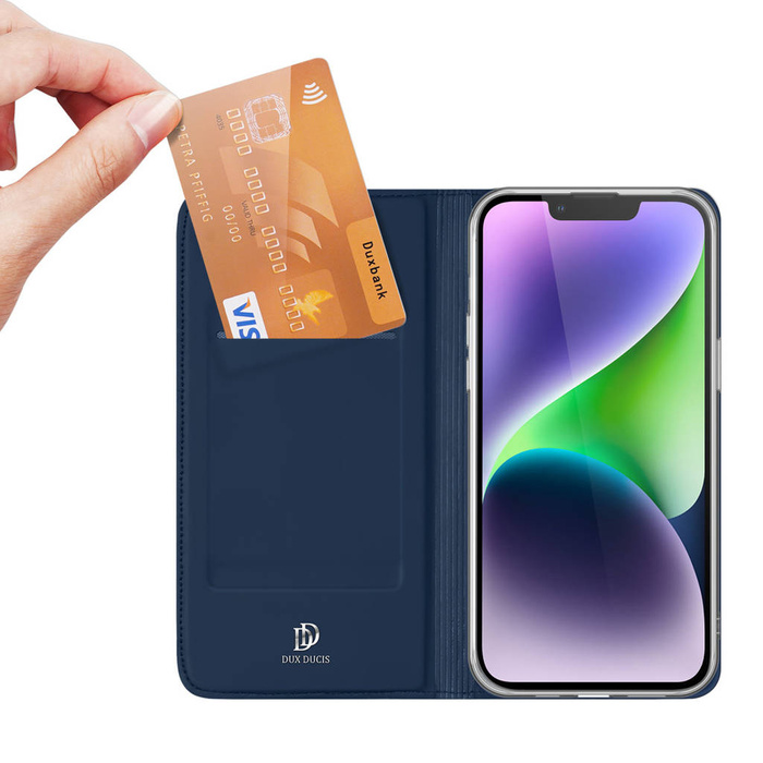 Etui do iPhone 15 Plus pokrowiec z klapką i portfelem Dux Ducis Skin Pro - niebieskie Case