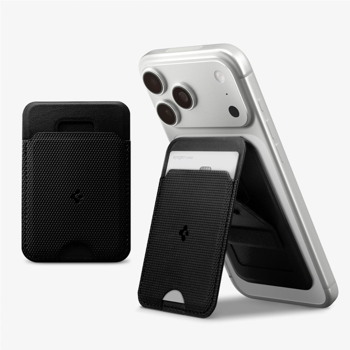 SPIGEN S314-1 SLIM FOLD TRIPOD MAGSAFE UNIVERSAL MAGNETIC CARD HOLDER BLACK