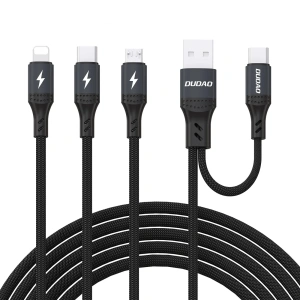 Kabel Dudao L3W USB-A/USB-C do Lightning/USB-C/MicroUSB 66W - czarny