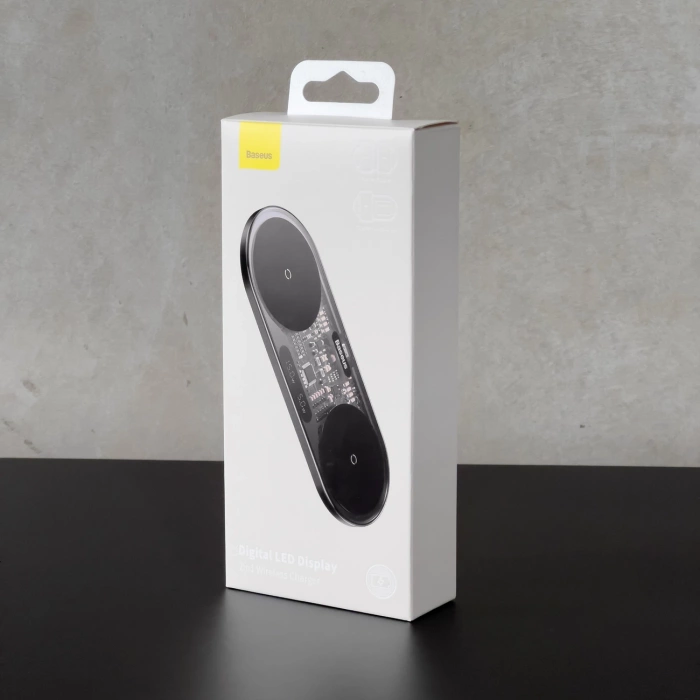Baseus Digital LED Display podwójna ładowarka bezprzewodowa z cyfrowym wyświetlaczem 20W czarny (WXSX010101)