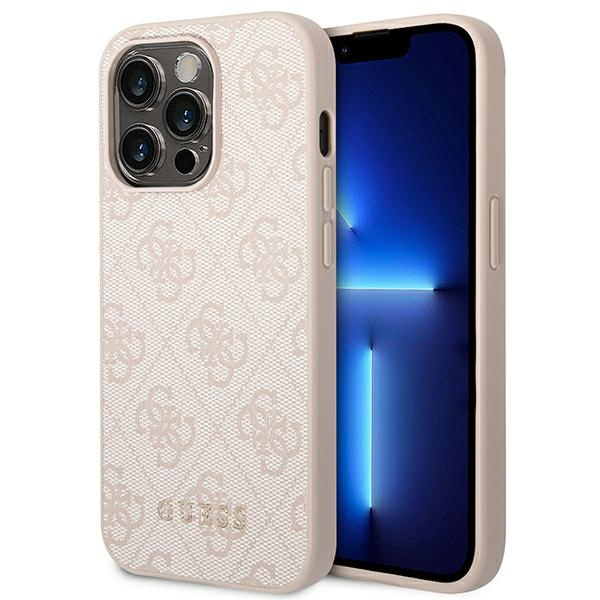 Etui GUESS Apple iPhone 14 Pro Max 4G Metal Gold Logo Różowy Hardcase