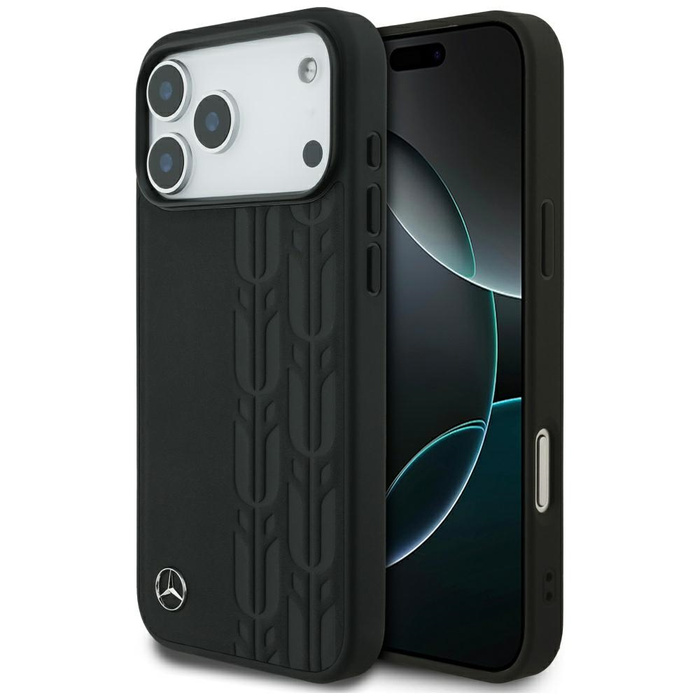 Etui Mercedes Leather Laurel Leaves      MagSafe do iPhone 17 Pro Max czarny