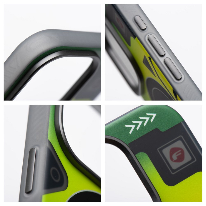 Etui na iPhone 16 PRO Forcell F-Protect Levels Dual Layer 4D technology zgodny z MagSafe Military Drop-Test cyber green