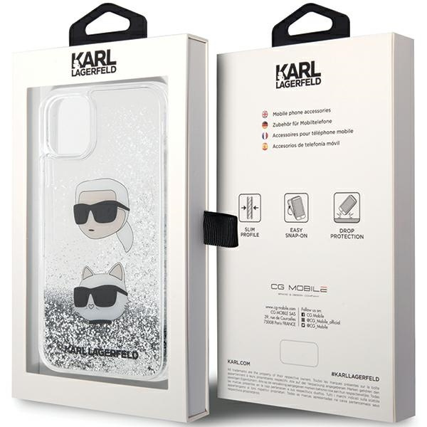 Etui Karl Lagerfeld KLHCN61LDHKCNS iPhone 11 / Xr 6.1" srebrny/silver hardcase Liquid Glitter Karl & Choupette Heads Case