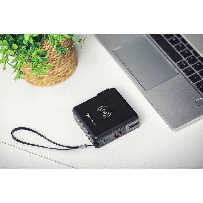 FORCELL F-ENERGY ładowarka wielofunkcyjna 5w1 20W PD z kablem typ C/lightning, power bankiem 10000mAh i ład. bezprzew. 15W