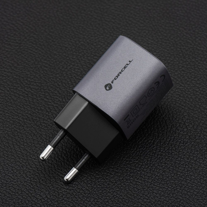 Ładowarka sieciowa do telefonu Forcell F-Energy GaN USB C + USB A QC4.0 PD 3A 33W VT-31 szara