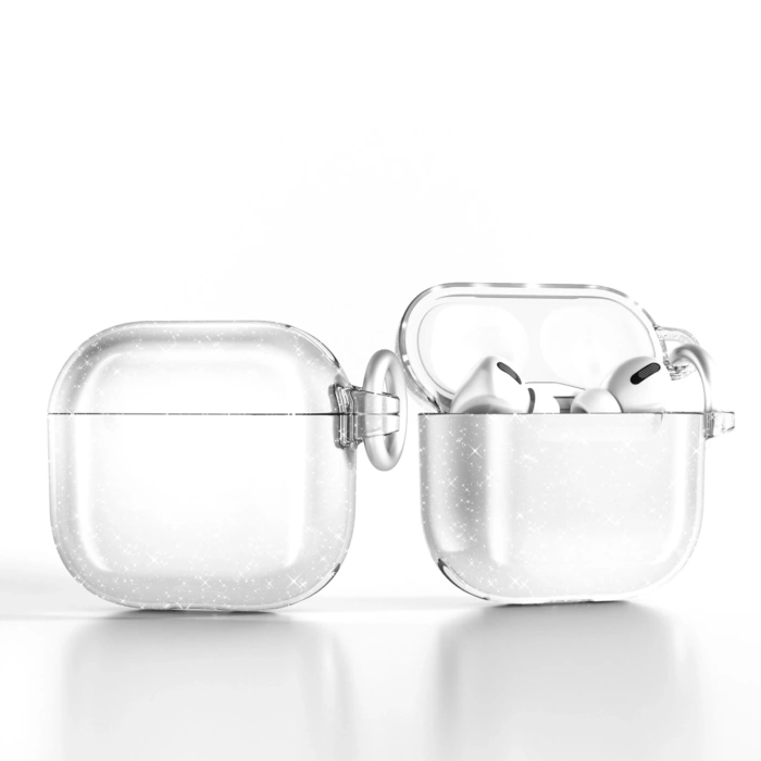 Etui brokatowe na AirPods 4 - przezroczyste