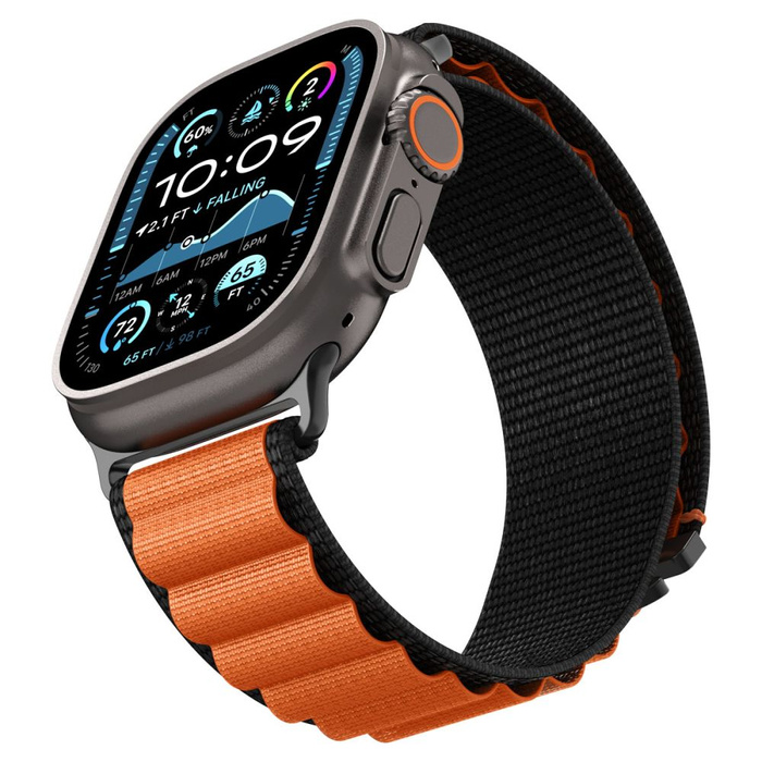 PASEK SPIGEN WBF1 BAND APPLE WATCH 6 / 7 / 8 / 9 / 10 / SE / ULTRA 1 / 2 (44 / 45 / 46 / 49 MM) BLACK/ORANGE