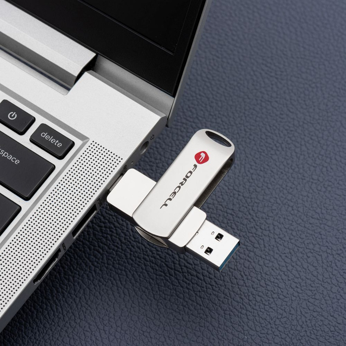 Pendrive 32GB USB 3.2 Gen 1 (USB A / USB C) Forcell F-Data Metal Duo srebrny