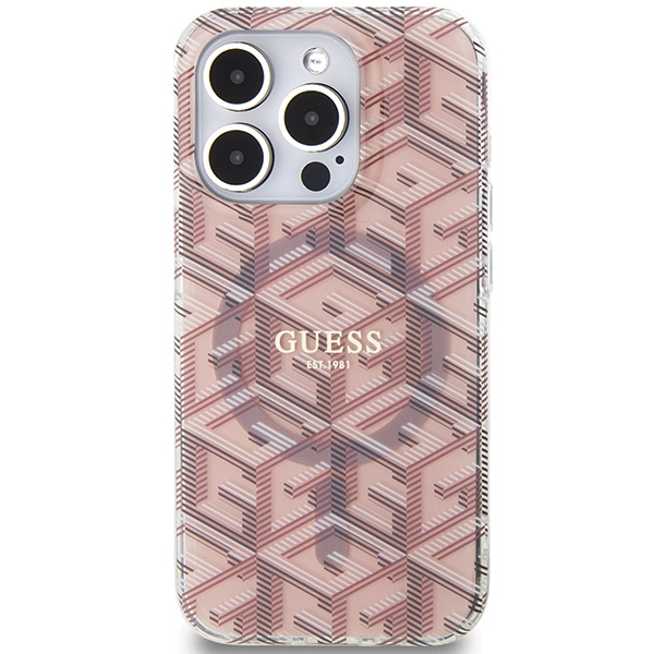 Etui Guess GUHMP15LHGCUSTGP iPhone 15 Pro 6.1" różowy/pink hardcase IML GCube MagSafe Case
