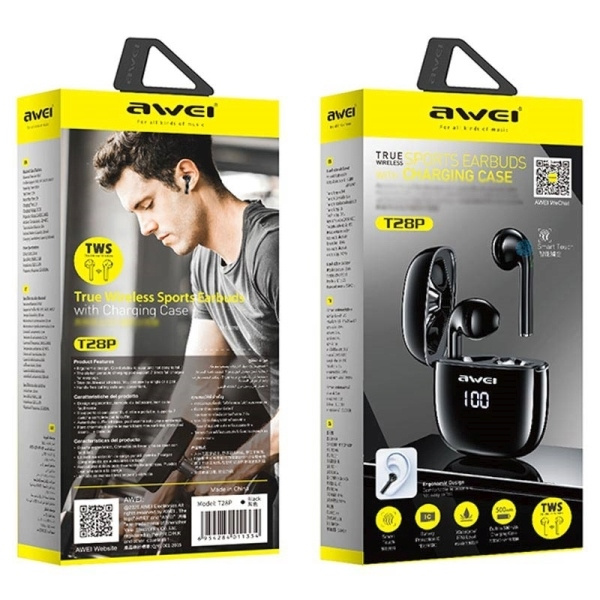 Słuchawki AWEI Bluetooth 5.0 T28P TWS Stacja Dokująca Czarny
