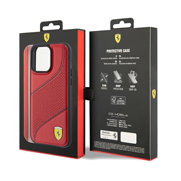 Etui Ferrari FEHCP15LPWAR iPhone 15 Pro 6.1" czerwony/red hardcase Perforated Waves Metal Logo Case