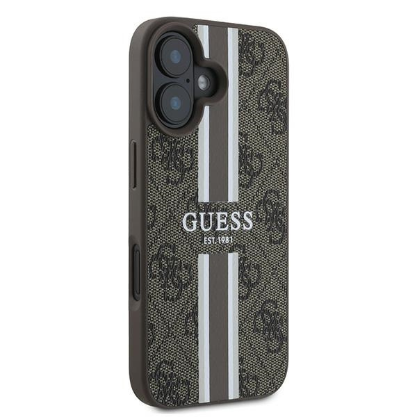 Etui Guess iPhone 16 Plus brązowy/brown MagSafe 4G Printed Stripes