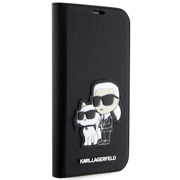 Etui Karl Lagerfeld KLBKP14SSANKCPK iPhone 14 6.1" bookcase czarny/black Saffiano Karl & Choupette Case
