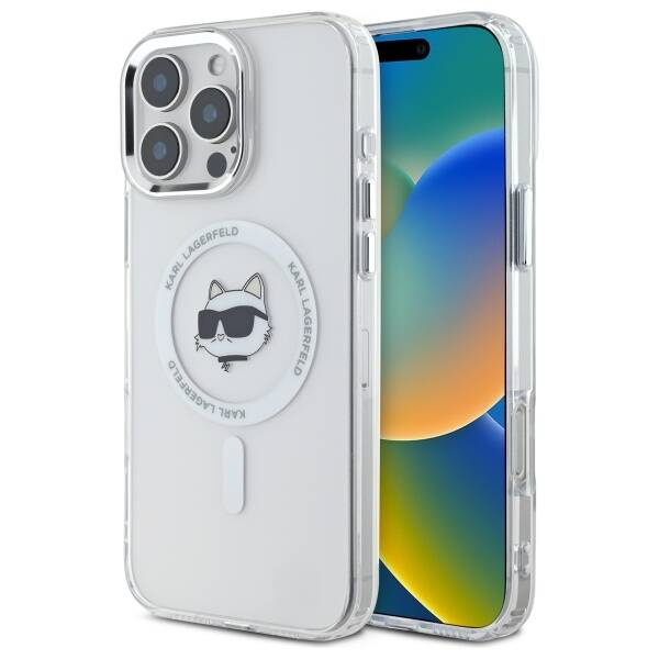 Etui Karl Lagerfeld iPhone 16 Pro Max 6.9" biały/white hardcase IML Metal Choupette Head MagSafe