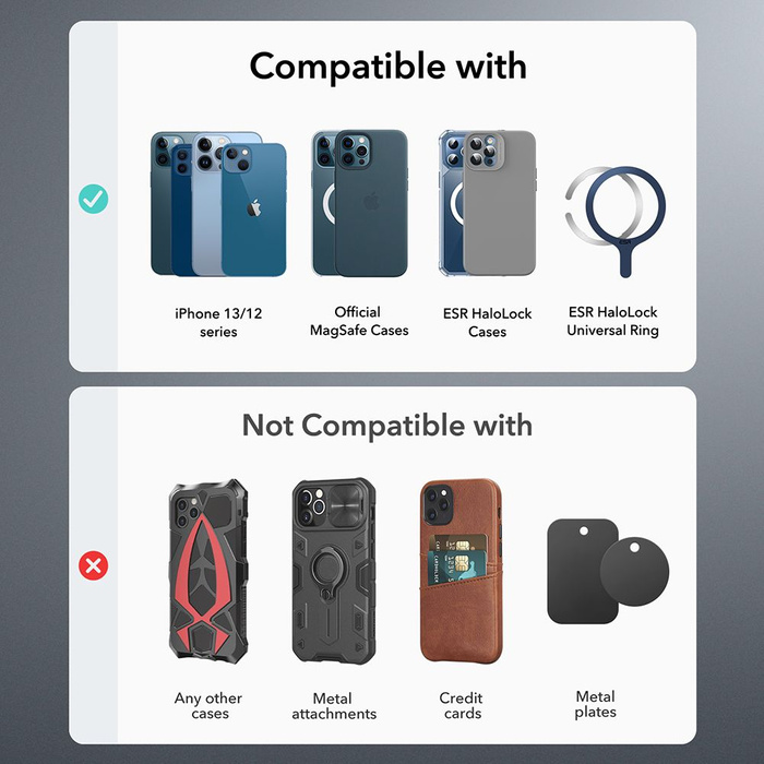 Uchwyt Esr Halolock Magnetic Magsafe Vent Car Mount Metallic Grey