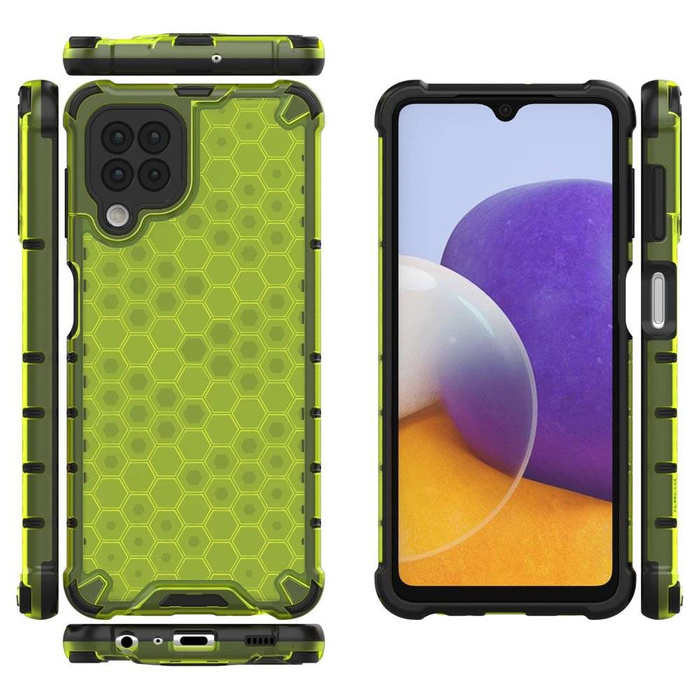 Honeycomb etui pancerny pokrowiec z żelową ramką Samsung Galaxy A22 4G zielony