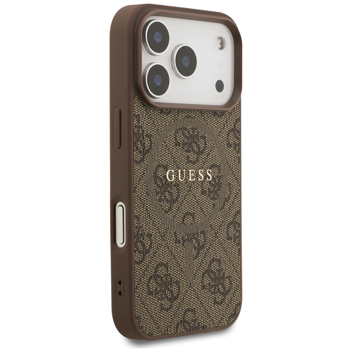 Etui Guess 4G Ring Classic Logo MagSafe  do iPhone 17 Pro brązowy