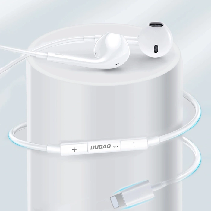 Słuchawki douszne Dudao X14+ przewodowe ze złączem Lightning 1,2m - białe