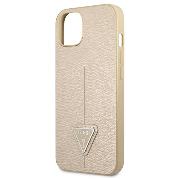 Etui GUESS Apple iPhone 13 Mini Saffiano Triangle Logo Beżowy Hardcase