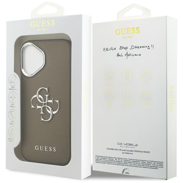 Etui Guess Grained Big 4G Classic Logo   do iPhone 17 brązowy