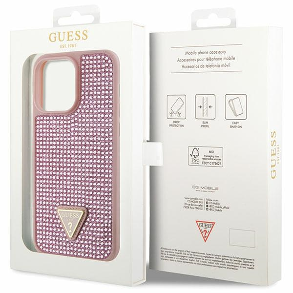 Etui Guess GUHCP14XHDGTPP iPhone 14 Pro Max 6.7" różowy/pink hardcase Rhinestone Triangle Case