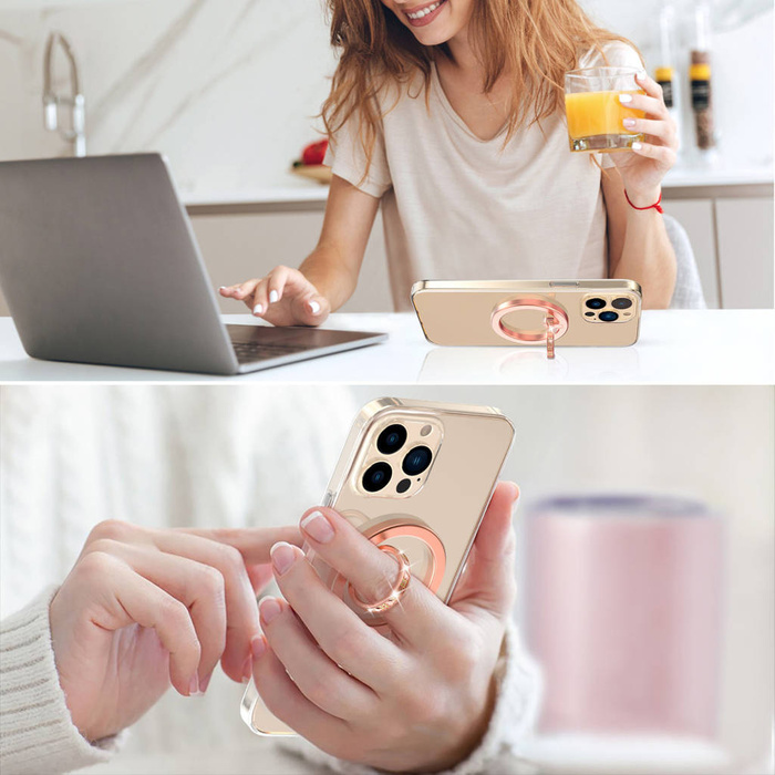 Kingxbar Katie series stylowy magnetyczny uchwyt stojak do smartfona różowy