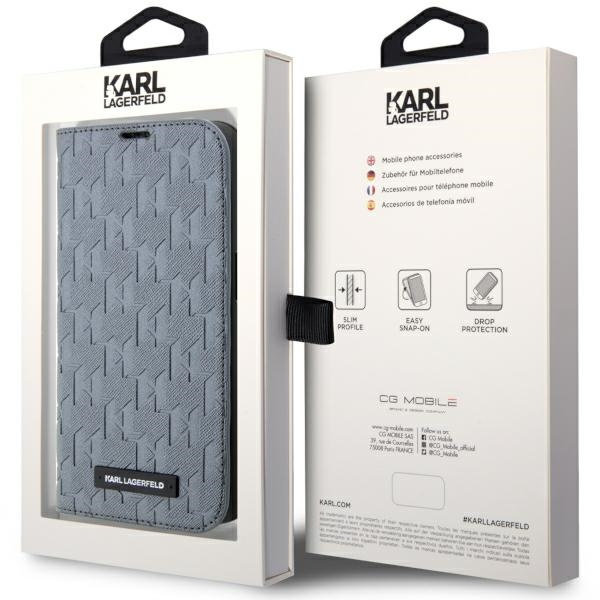 Etui Karl Lagerfeld KLBKP14LSAKLHPG iPhone 14 Pro 6.1" bookcase srebrny/silver Saffiano Monogram Case
